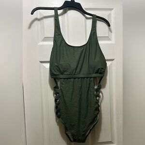 Olive Green Strappy One-Piece Swimsuit